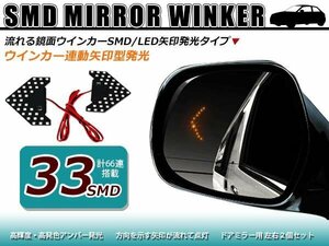 LED SMD 片側33連搭載！！ドアミラーに矢印が浮かび上がる 流れる 鏡面ウインカー フロータイプ 2個セット 埋め込みタイプ アロータイプ