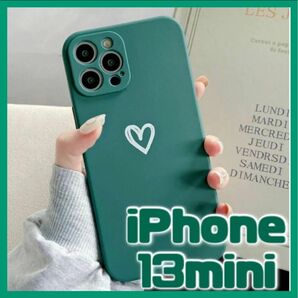 【iPhone13mini】iPhoneケース グリーン ハート 手書き 緑 即決 送料無料 スマホケース 可愛い 韓国 推し活 