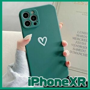 【iPhoneXR】iPhoneケース グリーン ハート 手書き 緑 シンプル 即決 送料無料 スマホケース 可愛い 新品 韓国 