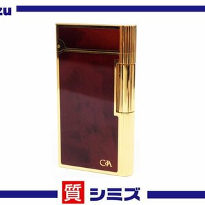 1円【CARAN d'ACHE】外装：美品 着火未確認 カランダッシュ ローラー ガスライター ブラウン×ゴールド マーブル 喫煙具◆質屋の画像1