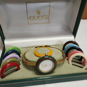 良品１円〜人気 GUCCI グッチ チェンジベゼル11/12 QZ 腕時計 替えベゼル12 ゴールド Qz クォーツ