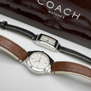 稼働 腕時計 2本 COACH コーチ クオーツ レディース コーチ 革ベルト シルバー文字盤の画像2