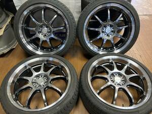 ◆WORK エモーションD9R 18インチ◆7.5J+47 5H100◆ダンロップ SPスポーツ2050 225/40R18 2021/22年製造◆カローラ プリウス ウィッシュ等