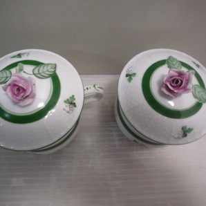 2点セット ヘレンド ウィーンのバラ ハーブティー 蓋付 カップ ポット HEREND ウィーンの薔薇 陶磁器 食器 ウィーンのバラの画像2