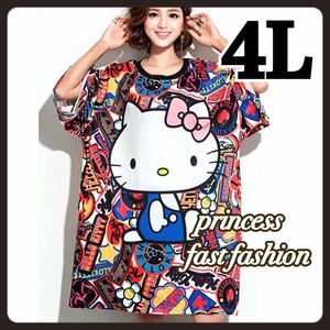 [M~4L] Kitty Chan * mesh * short sleeves T-shirt * large size * lady's 