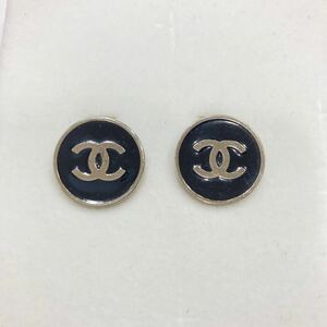 1円〜 保管品 CHANEL シャネル イヤリング ココマーク ラウンド 丸型 シルバー ブラック 黒 ヴィンテージ 05V