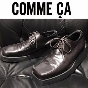 即落送料無料★COMME CA コムサ デ モード 定価3万円程 革 レザー 厚底 ドレスシューズ 27cm ドメス セレクト キレカジ 靴 ブーツ スーツ