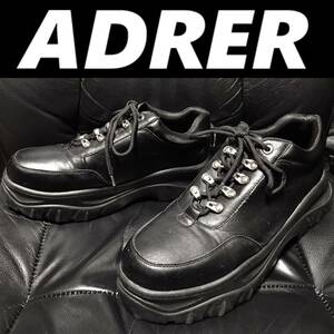 即落送料無料★ ADRER アドラー 定価1.5万円程 本革 レザー 厚底 スニーカー27.5cm 位 靴 シューズ ドメス セレクト ビッグシルエット 格安