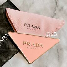 レア 新品本物 プラダ パラドックス 香水ノベルティ ミラー ピンク プレート型 手鏡 携帯用 三角 PRADA_画像3