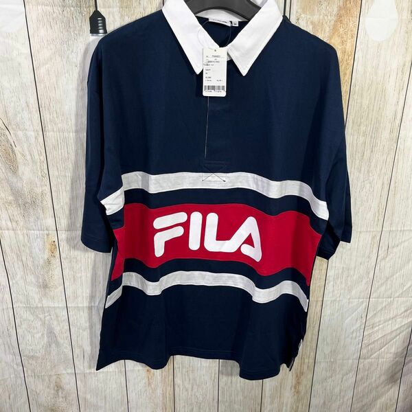 FILA ラガーシャツMサイズオーバーシャツ身幅　60着丈　67ポリエステル65%綿35% 未使用　新品