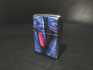 XB516◇ジッポー オイルライター ジーンズ柄 前ファスナー プレート貼り 鏡面仕上げ 1996年製 / ZIPPO デニム柄 前チャック 煙草 / 未使用