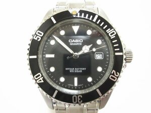 XB555* Casio кварц Divers часы MTD-1043 3 стрелки Date серебряный чёрный циферблат 10 атмосферное давление водонепроницаемый / CASIO мужские наручные часы / текущее состояние доставка 