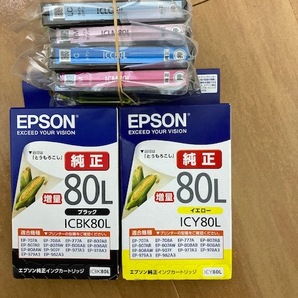新品未開封品 純正インク EPSON エプソン IC6CL80L とうもろこし 6色 増量 未使用 エプソン80①の画像1