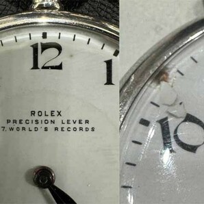 ROLEX ロレックス/PRECISION LEVER 7WORLD'S RECORDS 17石 手巻/裏蓋PLATINUM刻印/スモセコ アンティーク 懐中時計/動作品の画像8