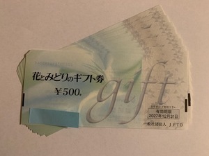 花とみどりのギフト券　500円券10枚セット　5,000円分