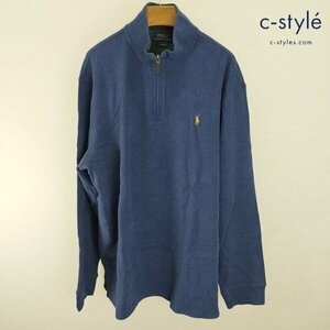 E765b [未使用品] POLO RALPH LAUREN スウェットトレーナー XL ネイビー MNPOKNI16822356 ハーフジップ 綿100% ポニー刺繍 | トップス G