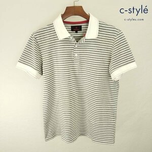 N489a [ popular ] BRIEFING Briefing polo-shirt with short sleeves L white × gray border Golf wear | tops D