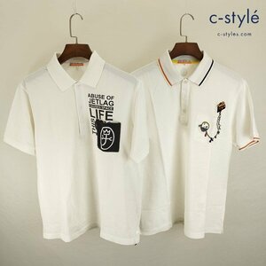 N884b [セット] CASTELBAJAC カステルバジャック ポロシャツ 5 ホワイト 半袖 ワッペン | トップス G