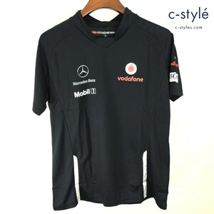 N500 [人気] McLAREN マクラーレン VODAFONE McLAREN MERCEDES Tシャツ S ブラック チームTシャツ 半袖 スポーツカー | D★