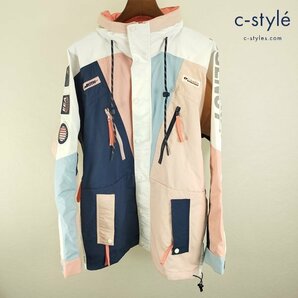 N962b [春夏][コラボ] KITH × Columbia ジャケット M ホワイト×ピンク Chuting Jacket ナイロン100% ジップアップ XO0741 | アウター Gの画像1