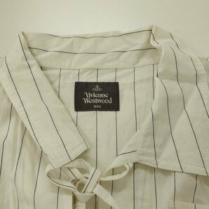 F049a [人気] Vivienne Westwood MAN ストライププルオーバーシャツ 長袖 フリーサイズ ホワイト系 綿100% | トップス Nの画像3