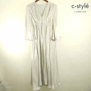 F080b [人気] AMERI アメリ ドレス ワンピース S グレー系 MEDI GATHER NEGLIGEE DRESS ロング丈 無地 レディース | トップス G