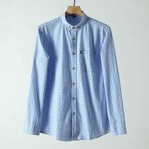 S7711-2XL 新品■DCKMANY 綿100% メンズ ワイシャツ トップス 格子柄 長袖 シャツ カジュアル 春夏 おしゃれ 通勤/ ライトブルー _画像1