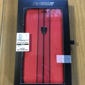 【新品】iPhone XS Max スマホケース Ferrari フェラーリ 赤 手帳型 ブラックエンブレム