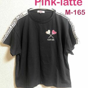 pink-latte ピンクラテ　Tシャツ 半袖 ブラック