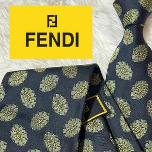 FENDI フェンディ ネクタイ 刺繍 シルク ブラック系