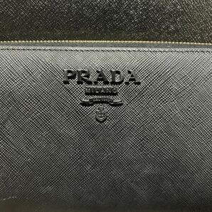 極美品 PRADA プラダ 長財布(1ML506)ラウンドファスナー ジッピーウォレット ブラックロゴ メンズ レディースの画像2