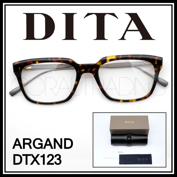 24083★新品本物！DITA DTX123 ARGAND べっ甲柄/マットガンメタル ディータ 定価約8万！ コンビネーションフレーム 高級メガネ 眼鏡