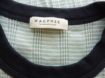 MACPHEE マカフィー トゥモローランド　コットン Tシャツ　ペパーミントグリーンxパープルの縞　美品 _画像2