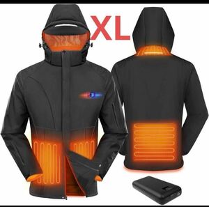 電熱ジャケット 防水 防風 防寒ジャケット 電熱ベスト バッテリー付き XL電熱ジャケット