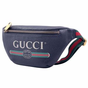 【中古】 GUCCI グッチ ボディバッグ 527792 シェリーライン レザー スモールベルトバッグ ブラック ロゴ 23033988 MK