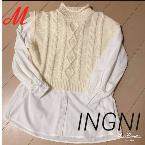 【INGNI】レディース チュニック セーター シャツ ホワイト トップス ニット ニットセーター
