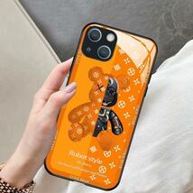 新カラー　iPhone15 14　携帯ケース　強化ガラス　高級感クマ　鮮やかな紫　オレンジ_画像3