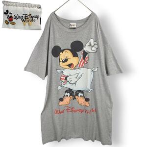 【美品】 Walt Disney World 海外直輸入 US古着 ディズニー ミッキーマウス ビッグ Tシャツ ワンピース チュニック オーバーサイズ 