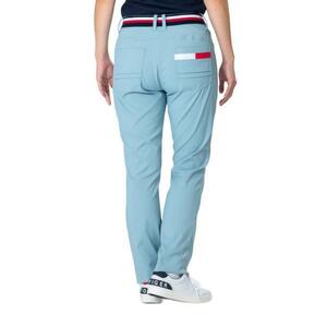 【美品】トミーヒルフィガーゴルフ TOMMY HILFIGER GOLF ゴルフウェア ロング パンツ 給水速乾 ストレッチ ボトムス S 水色系 レディース