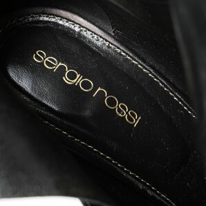 GP7568▽セルジオロッシ sergio rossi イタリア製 レザー Size38.5 サイドジップ スタッズヒール ブーティ アンクルブーツ 靴 ブラックの画像7