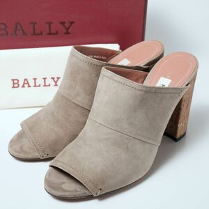 MF7266▽イタリア製*バリー BALLY*CHITON*Size 38/23.5～24.0cm相当*スエードレザー*ミュール コルクヒール サンダル*靴*グレー系