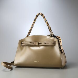 MG2318▽フルラ FURLA マルゲリータ MARGHERITA トップハンドルバッグ レザー スカーフ付きハンドル ハンドバッグ 2way ショルダー付き 鞄の画像1