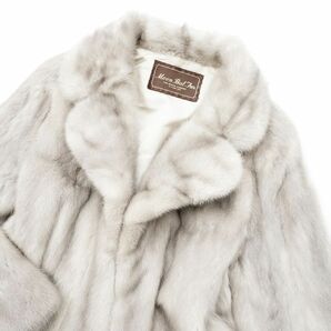 GP7827▲MoonBat Fur サファイアミンク ファーコート/ファージャケット 逆毛衿 最高級毛皮 MINK リアルファー グレー系 サイズ11号の画像3