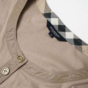 GO4456▲バーバリー/BURBERRY LONDON コットン混ワンピース/チュニック カットソー ヘンリーネック 半袖 ブラウンベージュ系 サイズ2の画像4