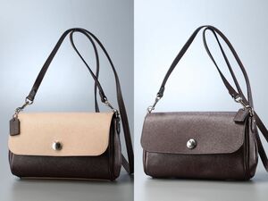 MG1574▽コーチ COACH*F12106*リバーシブル フラップ*2way ショルダーバッグ/クロスボディバッグ/クラッチ/斜め掛け*鞄*ブラウン×ベージュ