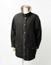 TH2637■バーバリー/BURBERRY*ロングコート*裏ボア*袖裏キルティング*微起毛*ピーチスキン*ウエストドローコード*ブラック系*サイズL相当_画像1