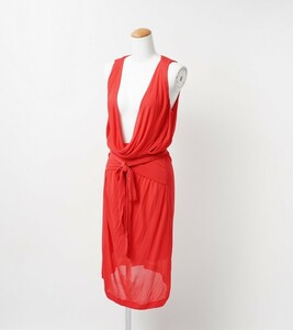 MF8023* Italy made * regular price 7.3 ten thousand jpy *PAOLA FRANI/pa Olaf la- two * One-piece dress * no sleeve * rayon jersey -*size40* red group 