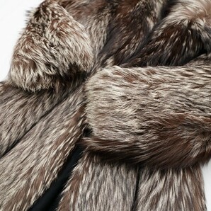 GP6559▲GO fur fashion フォックスファー ファーコート/ロングコート FOX リアルファー 本毛皮 ブラウン×アイボリー系 サイズ13号の画像4