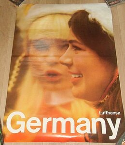 ドイツ・ルフトハンザ航空観光告知ポスター（裏面観光案内）/1970年代