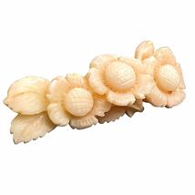 サンゴブローチ 珊瑚 さんご コーラル 花 彫刻 _画像1
